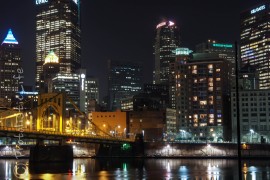 Pittsburgh, Cityscape, Night, reflections